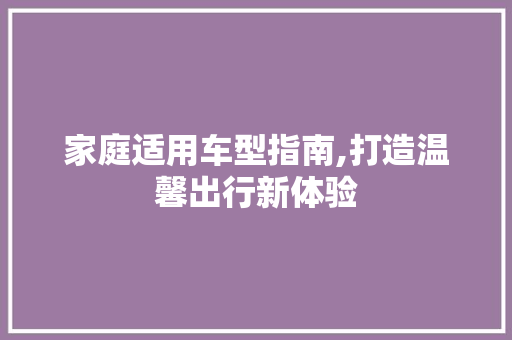 家庭适用车型指南,打造温馨出行新体验 车灯配件
