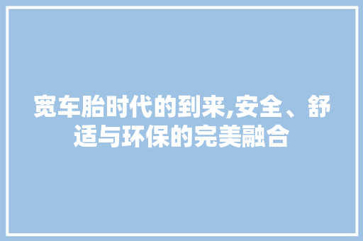 宽车胎时代的到来,安全、舒适与环保的完美融合 车灯配件