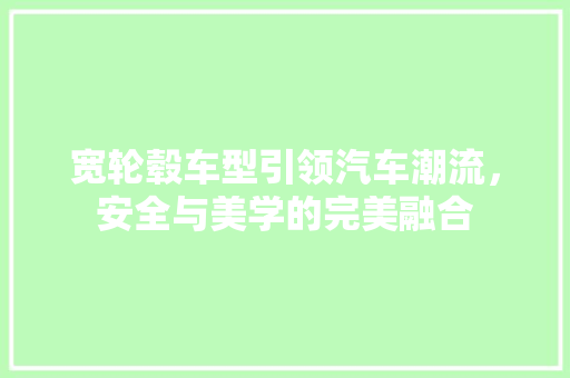 宽轮毂车型引领汽车潮流，安全与美学的完美融合 发动机配件
