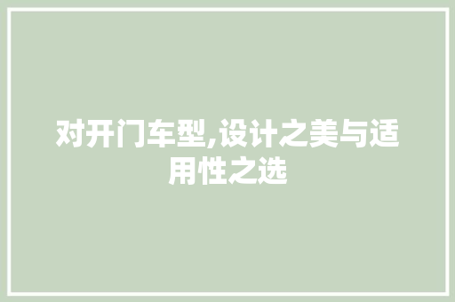 对开门车型,设计之美与适用性之选