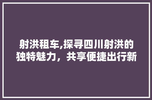 射洪租车,探寻四川射洪的独特魅力，共享便捷出行新体验
