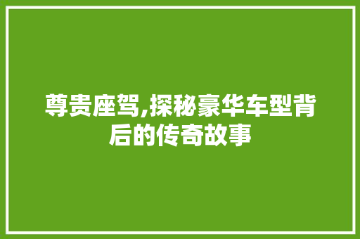 尊贵座驾,探秘豪华车型背后的传奇故事