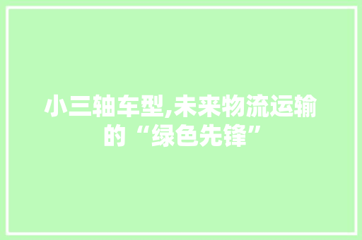 小三轴车型,未来物流运输的“绿色先锋”