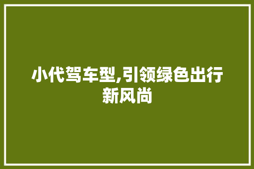 小代驾车型,引领绿色出行新风尚 发动机配件