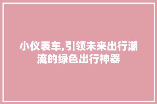 小仪表车,引领未来出行潮流的绿色出行神器