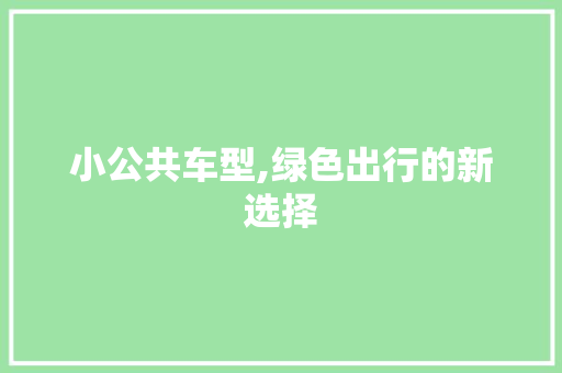 小公共车型,绿色出行的新选择