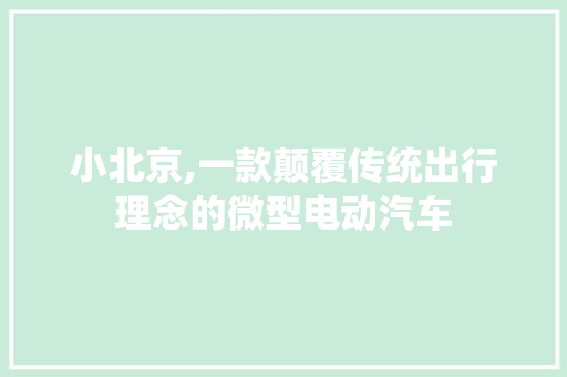 小北京,一款颠覆传统出行理念的微型电动汽车