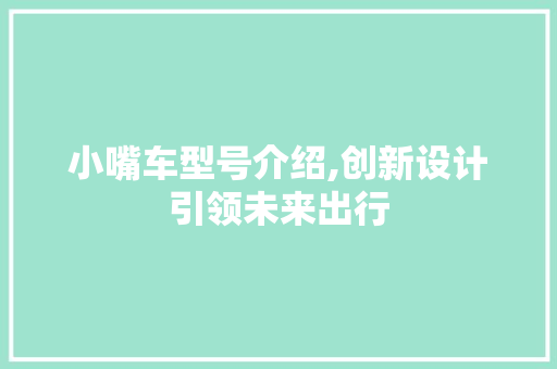 小嘴车型号介绍,创新设计引领未来出行