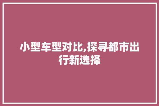 小型车型对比,探寻都市出行新选择 变速箱配件
