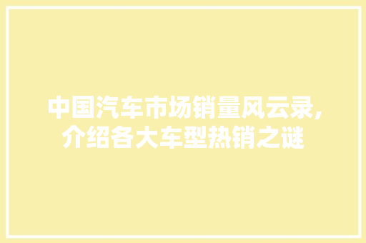 中国汽车市场销量风云录,介绍各大车型热销之谜