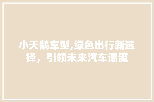 小天鹅车型,绿色出行新选择，引领未来汽车潮流