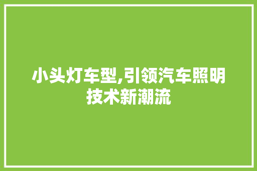 小头灯车型,引领汽车照明技术新潮流