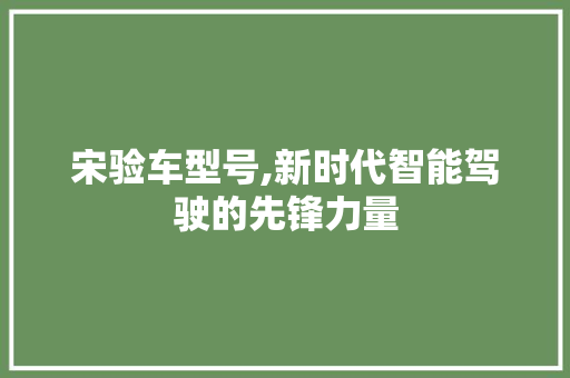 宋验车型号,新时代智能驾驶的先锋力量