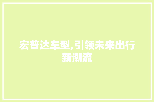 宏普达车型,引领未来出行新潮流