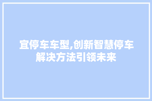 宜停车车型,创新智慧停车解决方法引领未来