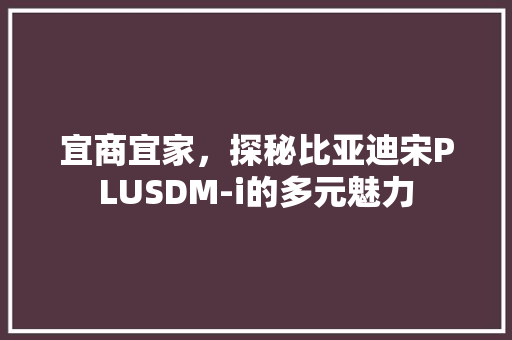 宜商宜家，探秘比亚迪宋PLUSDM-i的多元魅力