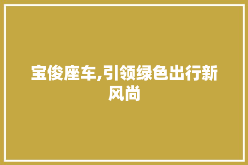 宝俊座车,引领绿色出行新风尚