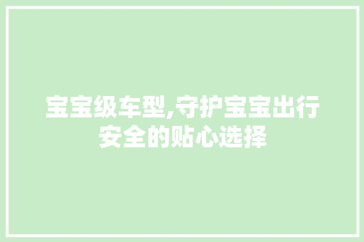 宝宝级车型,守护宝宝出行安全的贴心选择