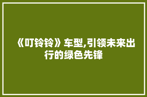 《叮铃铃》车型,引领未来出行的绿色先锋
