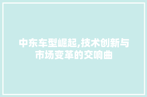 中东车型崛起,技术创新与市场变革的交响曲