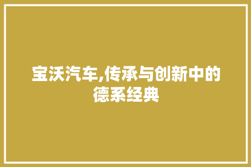 宝沃汽车,传承与创新中的德系经典