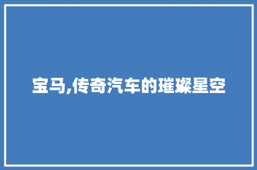 宝马,传奇汽车的璀璨星空