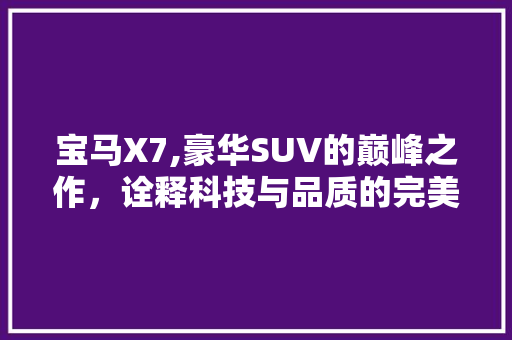 宝马X7,豪华SUV的巅峰之作，诠释科技与品质的完美结合