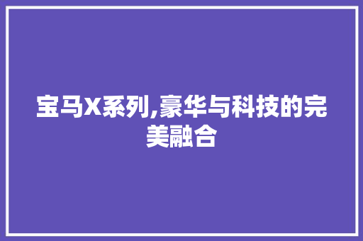 宝马X系列,豪华与科技的完美融合