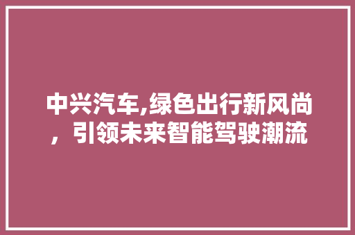 中兴汽车,绿色出行新风尚，引领未来智能驾驶潮流