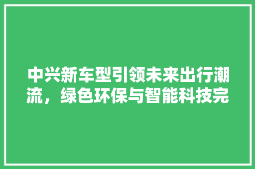 中兴新车型引领未来出行潮流，绿色环保与智能科技完美融合