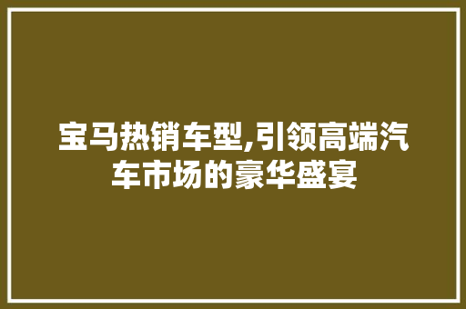 宝马热销车型,引领高端汽车市场的豪华盛宴