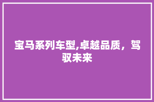 宝马系列车型,卓越品质，驾驭未来 车身配件