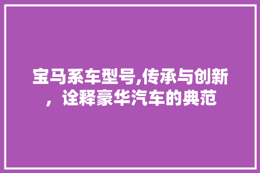 宝马系车型号,传承与创新，诠释豪华汽车的典范