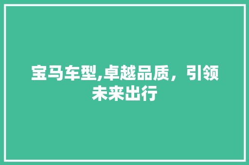 宝马车型,卓越品质，引领未来出行