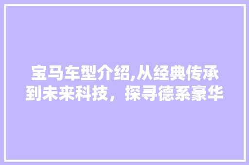 宝马车型介绍,从经典传承到未来科技，探寻德系豪华的精髓
