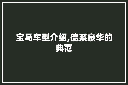 宝马车型介绍,德系豪华的典范