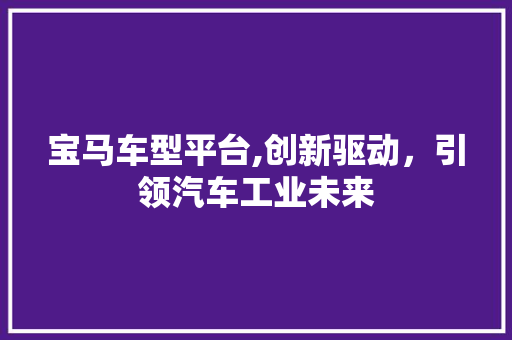 宝马车型平台,创新驱动，引领汽车工业未来