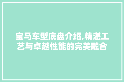宝马车型底盘介绍,精湛工艺与卓越性能的完美融合 新款车型
