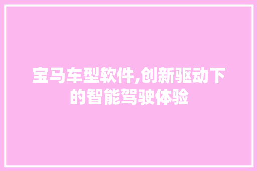 宝马车型软件,创新驱动下的智能驾驶体验