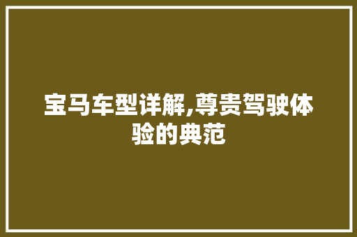 宝马车型详解,尊贵驾驶体验的典范