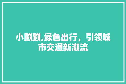 小蹦蹦,绿色出行，引领城市交通新潮流