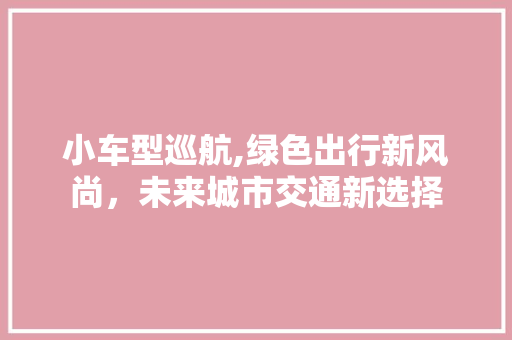 小车型巡航,绿色出行新风尚，未来城市交通新选择