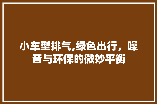 小车型排气,绿色出行，噪音与环保的微妙平衡