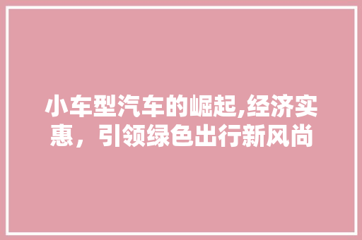小车型汽车的崛起,经济实惠，引领绿色出行新风尚
