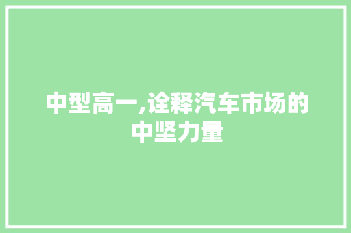 中型高一,诠释汽车市场的中坚力量