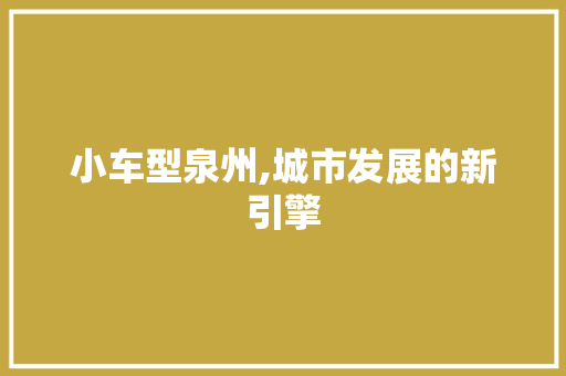 小车型泉州,城市发展的新引擎