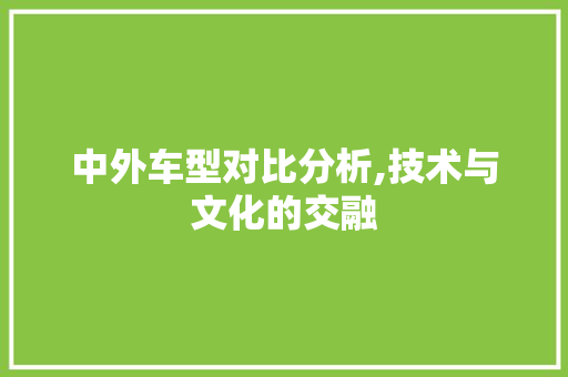 中外车型对比分析,技术与文化的交融