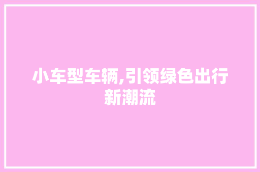 小车型车辆,引领绿色出行新潮流