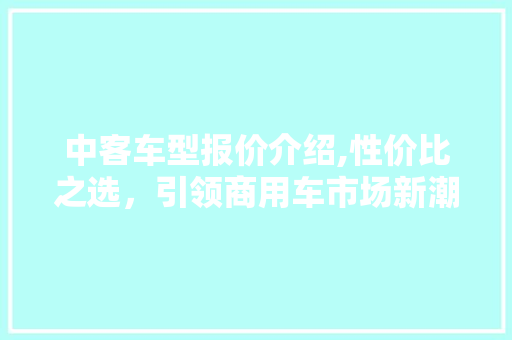 中客车型报价介绍,性价比之选，引领商用车市场新潮流