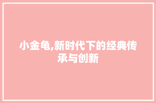 小金龟,新时代下的经典传承与创新